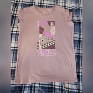 Converse Girls’‎ Mauve Lavender Logo Graphic Tee Size XL